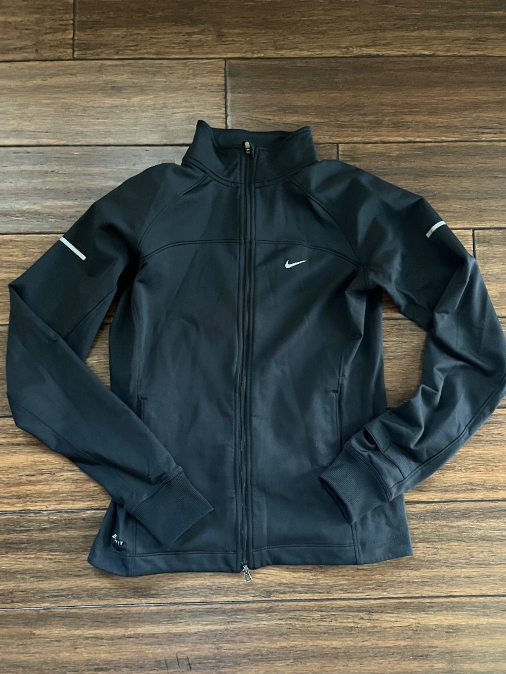 Nike Dri-FIT Black Zip-Up Jacket – Lightweight Athletic (Size S)
